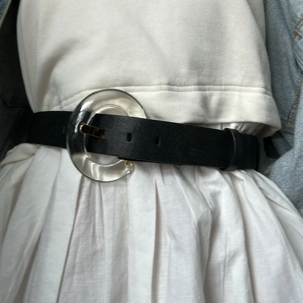LIZZIE FORTUNATO Black Belt with CLEAR Resin Buckle